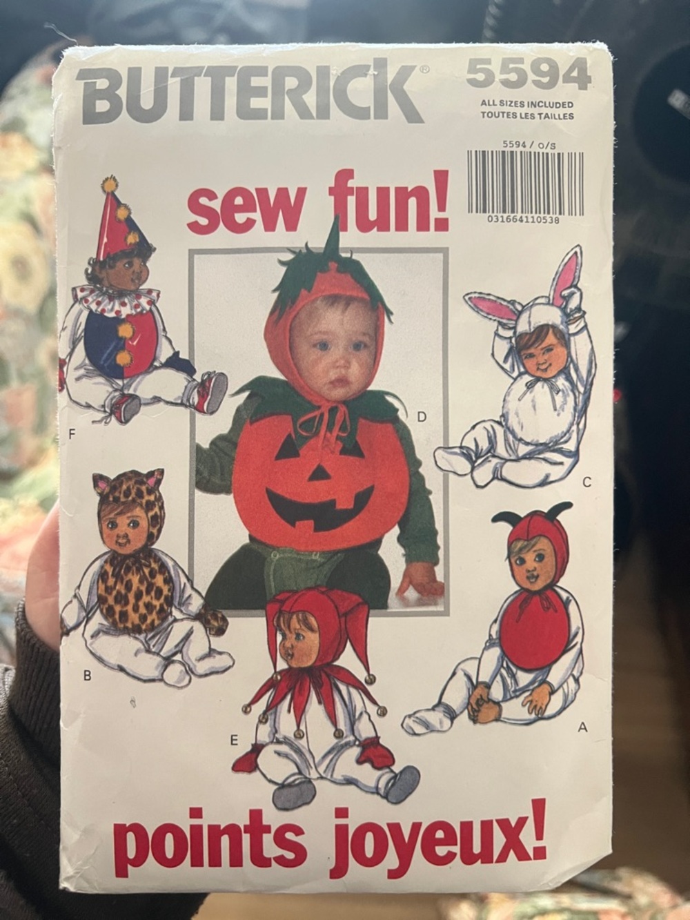 Vintage Butterick Sewing Pattern Kit: Infant Halloween Costume Patterns 1991